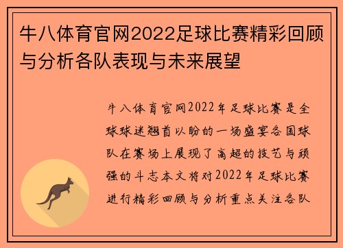 牛八体育官网2022足球比赛精彩回顾与分析各队表现与未来展望